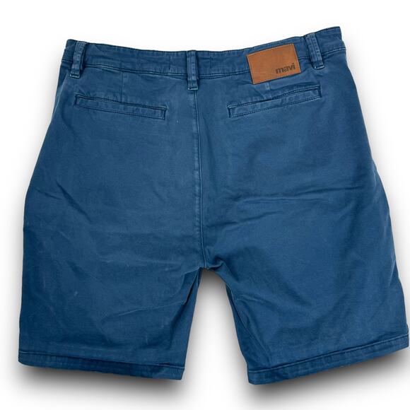 Mavi Men's Simon Blue Cotton Chino Flat Front 9" Shorts Casual Summer Size 36 - Picture 3 of 6